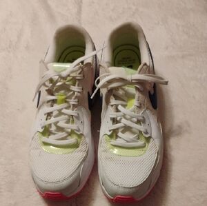 Nike Air Max Excee sneakers in  white, pink, and blue colorway. 